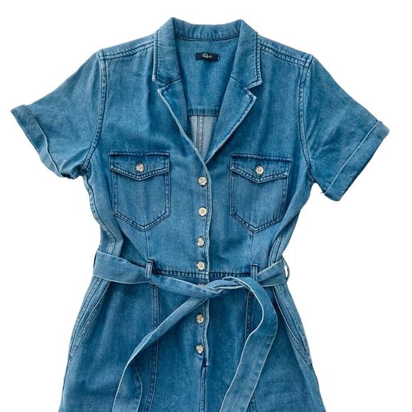 Rails Georgie Denim Romper One Piece Size Small Sorrento Blue Wash Belted - Picture 2 of 7